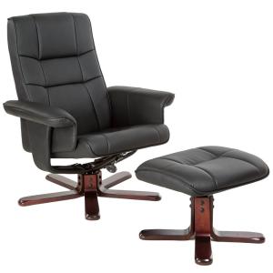 Fauteuil relax avec pied en croix avec Repose-pieds noir/ma…