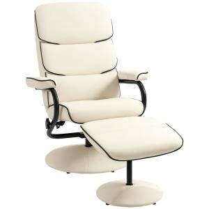 Fauteuil relax avec pouf dossier inclinable polyuréthane cr…