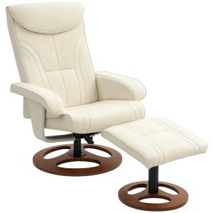 Fauteuil relax dossier inclinable synthétique et bois blanc