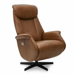 Fauteuil relax électrique en cuir marron