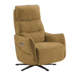 Fauteuil  relax electrique tissu jaune pieds métal