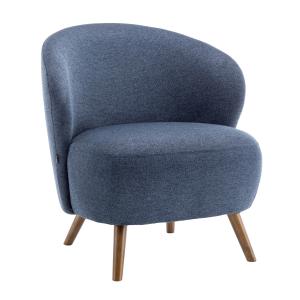 Fauteuil relax en bois et tissu bleu foncé