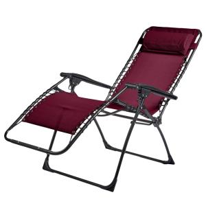 Fauteuil relax inclinable de jardin métal bordeaux 88 x 65