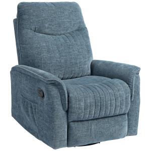 Fauteuil relax inclinable pivotant repose-pied tissu bleu c…