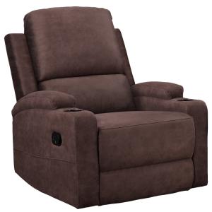 Fauteuil relax manuel en microfibre marron foncé