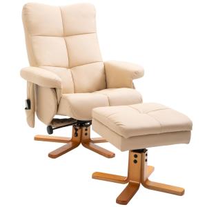 Fauteuil relax massant avec pouf dossier inclinable pivotan…