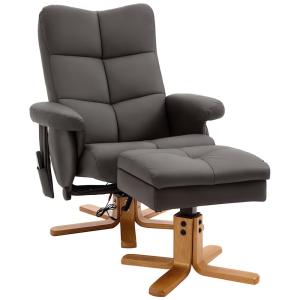 Fauteuil relax massant avec pouf dossier inclinable pivotan…