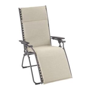 Fauteuil relax matelassé zéro gravité en acier beige L85xl7…