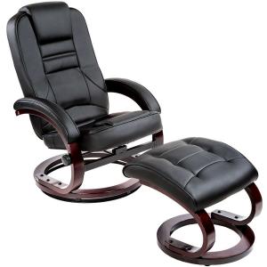 Fauteuil relax pied rond avec Repose-pieds noir