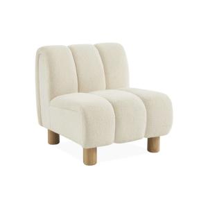 Fauteuil relax pieds bois et tissu bouclette crème