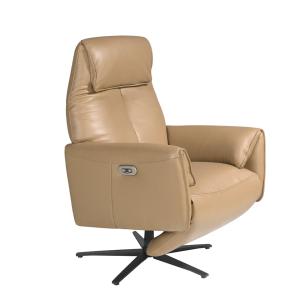 Fauteuil relax pivotant cuir sable