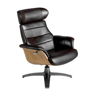 Fauteuil relax pivotant en cuir Brun