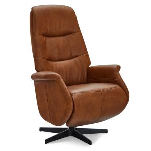 Fauteuil relax pivotant en cuir marron