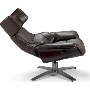 Fauteuil relaxation Cuir Marron 360° H. assise 38 cm
