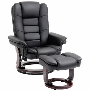 Fauteuil relaxation siège pivotant 360° synthétique noir