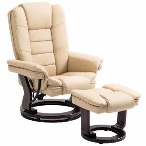 Fauteuil relaxation siège pivotant 360° synthétique PU beig…