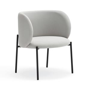 Fauteuil rembourré en gris clair et pied en métal
