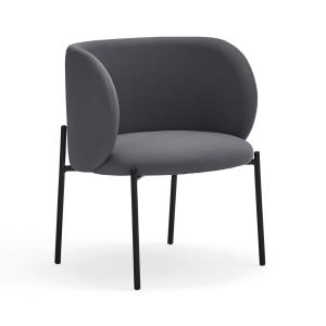 Fauteuil rembourré en gris foncé et pied en métal