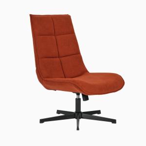 Fauteuil rembourré tissu rouge orange pivotant