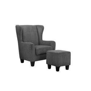 Fauteuil   repose-pieds en tissu anthracite
