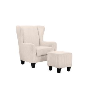 Fauteuil   repose-pieds en tissu blanc