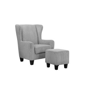 Fauteuil   repose-pieds en tissu gris