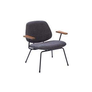 Fauteuil rétro en métal et tissu gris