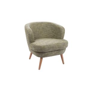 Fauteuil rétro en tissu chiné et piétement en bois vert