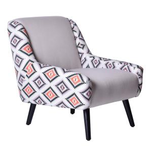 Fauteuil rétro en tissu ethnique bicolore Azteque