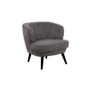 Fauteuil rétro en velours côtelé doux et piétement noir gri…