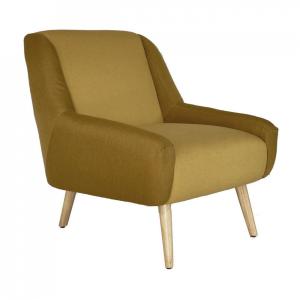 Fauteuil rétro tissu bicolore doré et jaune