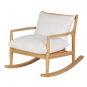 Fauteuil rocking chair en bois d'acacia coussins en coton e…