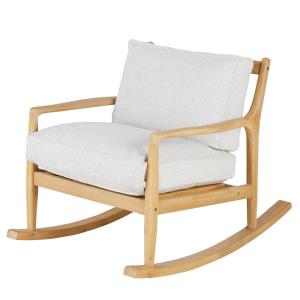 Fauteuil rocking chair en bois d'acacia coussins en polyest…