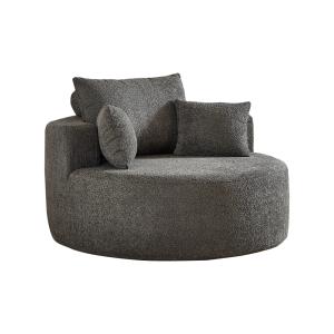 Fauteuil rond en chenille gris, esprit cocooning contempora…