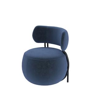 Fauteuil rond en velours bleu