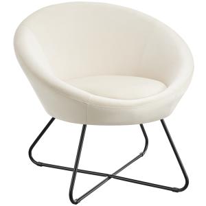 Fauteuil  rond et rembourré revêtement en velours beige