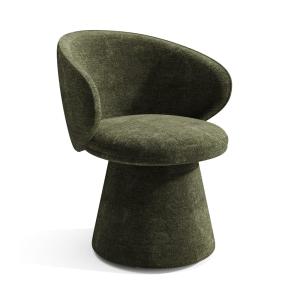 Fauteuil rotatif 180° velours texturé kaki