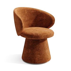 Fauteuil rotatif 180° velours texturé terracotta
