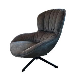 Fauteuil rotatif confortable en tissu Alcantara gris taupe