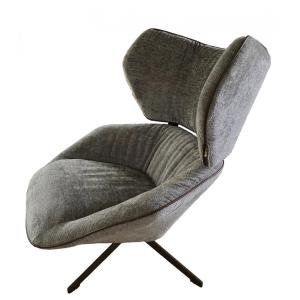 Fauteuil rotatif confortable en velours gris