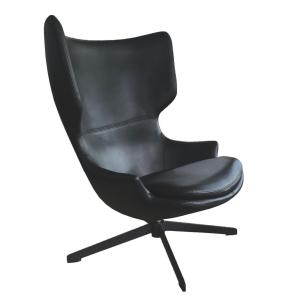 Fauteuil rotatif en simili cuir noir