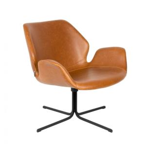 Fauteuil rotatif en simili cuir vintage marron