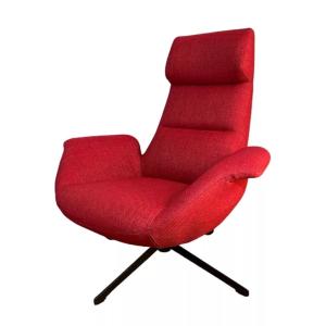 Fauteuil rotatif en tissu confortable rouge