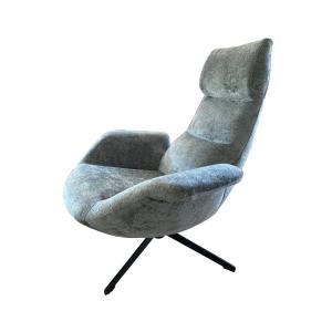 Fauteuil rotatif en velours argenté