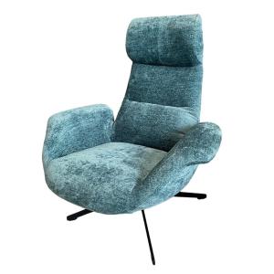 Fauteuil rotatif en velours bleu