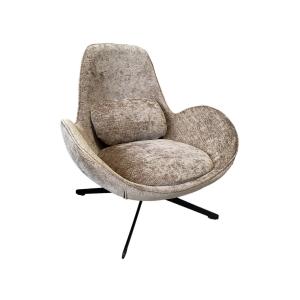 Fauteuil rotatif en velours brun