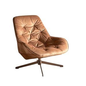 Fauteuil rotatif en velours marron clair