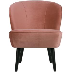 Fauteuil salon en velours vieux rose