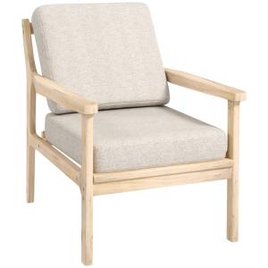 Fauteuil scandinave accoudoirs tissu effet lin et pieds en…