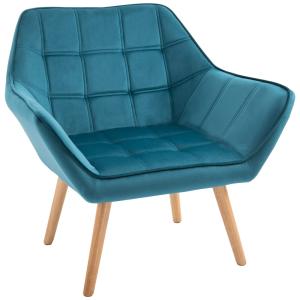 Fauteuil scandinave avec accoudoir rembourré en velours ble…